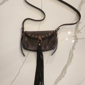 Chic Brown Crossbody Bag with Tassel